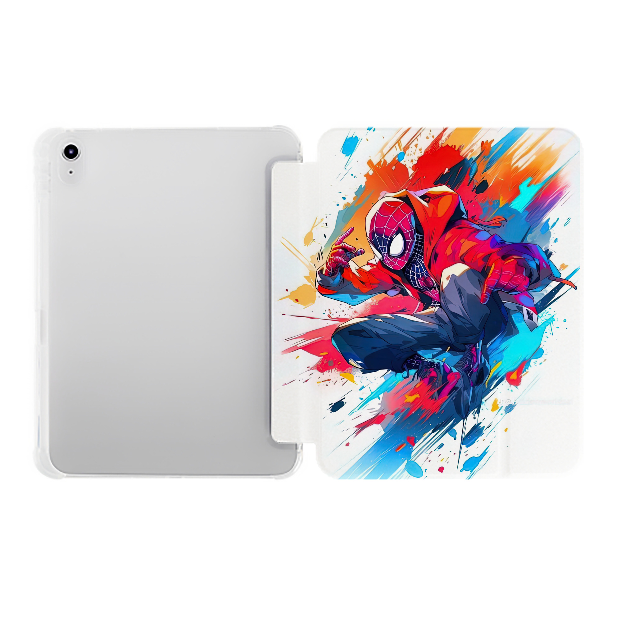 （画像用） Spider Man スパイダーマン IPad ケース ペン収納付き 三つ折りスタンド PUレザー×シリコン 対応機種9.5/10.5/10.9インチ